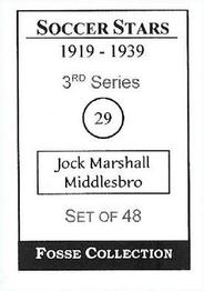 1998 Fosse Soccer Stars 1919-1939 : Series 3 #29 Jock Marshall Back