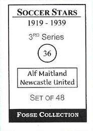 1998 Fosse Soccer Stars 1919-1939 : Series 3 #36 Alf Maitland Back