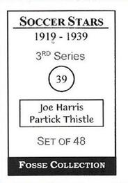 1998 Fosse Soccer Stars 1919-1939 : Series 3 #39 Joe Harris Back