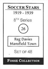 1998 Fosse Soccer Stars 1919-1939 : Series 8 #26 Reg Davies Back