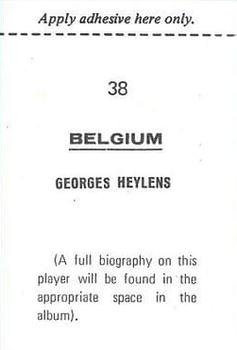1970 FKS Publishers Mexico 70 World Cup Soccer Stars #38 Georges Heylens Back
