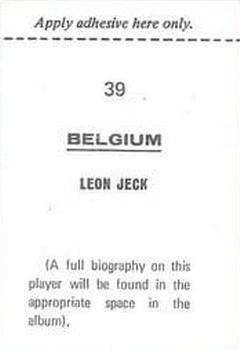 1970 FKS Publishers Mexico 70 World Cup Soccer Stars #39 Leon Jeck Back