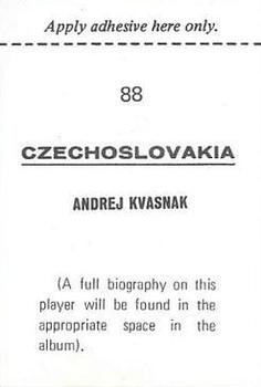 1970 FKS Publishers Mexico 70 World Cup Soccer Stars #88 Andrej Kvasnak Back