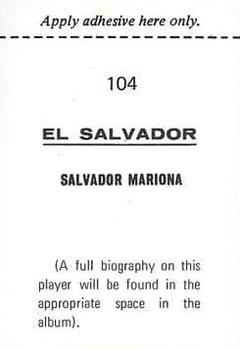 1970 FKS Publishers Mexico 70 World Cup Soccer Stars #104 Salvador Mariona Back