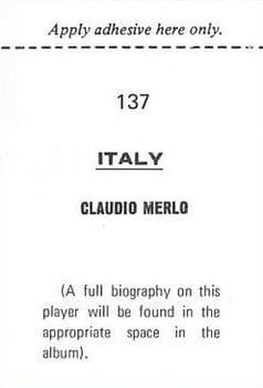 1970 FKS Publishers Mexico 70 World Cup Soccer Stars #137 Claudio Merlo Back