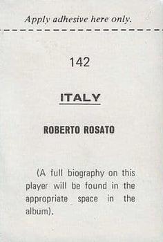 1970 FKS Publishers Mexico 70 World Cup Soccer Stars #142 Roberto Rosato Back