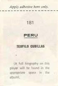 1970 FKS Publishers Mexico 70 World Cup Soccer Stars #181 Teofilo Cubillas Back