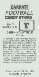 1985-86 Bassett & Co. Football Candy Sticks #3 Derek Mountfield Back