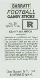 1985-86 Bassett & Co. Football Candy Sticks #30 Ken Wharton Back