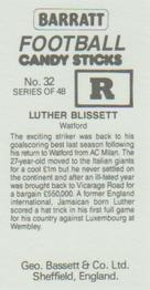 1985-86 Bassett & Co. Football Candy Sticks #32 Luther Blissett Back