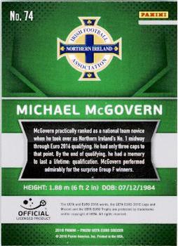 2016 Panini Prizm UEFA Euro #74 Michael McGovern Back