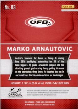 2016 Panini Prizm UEFA Euro #83 Marko Arnautovic Back