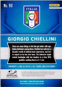2016 Panini Prizm UEFA Euro #90 Giorgio Chiellini Back