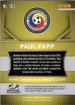 2016 Panini Prizm UEFA Euro #163 Paul Papp Back
