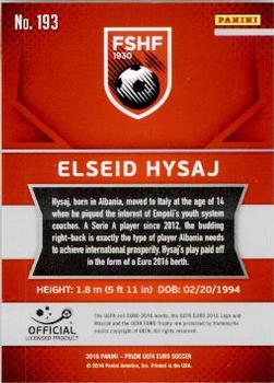 2016 Panini Prizm UEFA Euro #193 Elseid Hysaj Back