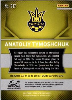 2016 Panini Prizm UEFA Euro #217 Anatoliy Tymoshchuk Back