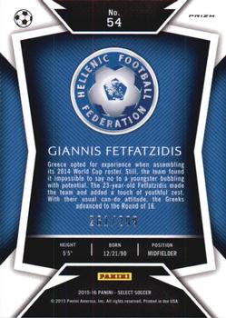 2015-16 Panini Select - Blue Prizm #54 Giannis Fetfatzidis Back