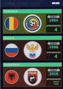 2016 Panini Adrenalyn XL UEFA Euro #7 Romania / Russia / Shqiperia Front