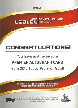 2015 Topps Premier Gold - Premier Autographs #PA-JL Joe Ledley Back