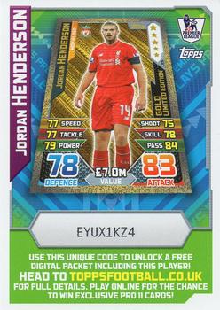 2015-16 Topps Match Attax Premier League - Pro 11 Code Cards #NNO Jordan Henderson Front
