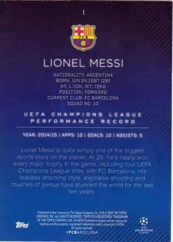 2015-16 Topps UEFA Champions League Showcase - Black #1 Lionel Messi Back