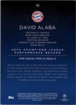 2015-16 Topps UEFA Champions League Showcase - Champions #132 David Alaba Back