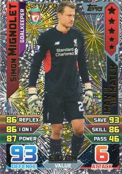 2015-16 Topps Match Attax Premier League Extra - Man of the Match #MA15 Simon Mignolet Front