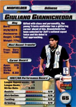1998-99 Merlin Serie A 99 #65 Giuliano Giannichedda Back