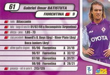 2000 DS Pianeta Calcio Serie A #61 Gabriel Omar Batistuta Back