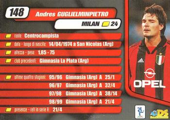 2000 DS Pianeta Calcio Serie A #148 Andres Guglielminpietro Back