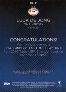 2015-16 Topps UEFA Champions League Showcase - Autographs #CLA-LDE Luuk de Jong Back