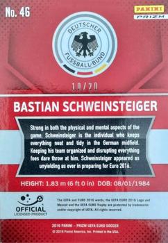 2016 Panini Prizm UEFA Euro - Orange Prizms #46 Bastian Schweinsteiger Back