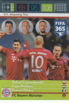 2015 Panini Adrenalyn XL FIFA 365 #311 Robert Lewandowski / Arjen Robben / Franck Ribéry Front