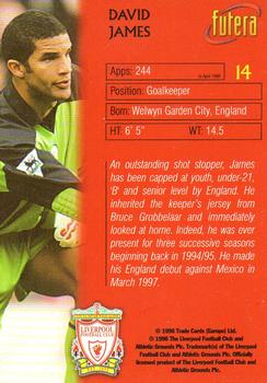 1998 Futera Liverpool #14 David James Back