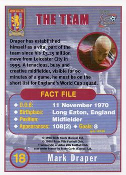 1998 Futera Aston Villa Fans Selection #18 Mark Draper Back