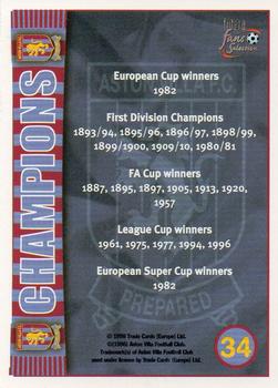 1998 Futera Aston Villa Fans Selection #34 Champions Back
