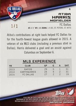 2016 Topps MLS - Black #4 Atiba Harris Back