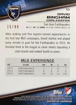 2016 Topps MLS - Blue #53 David Bingham Back