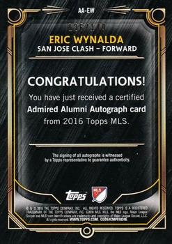 2016 Topps MLS - Admired Alumni Autographs #AA-EW Eric Wynalda Back
