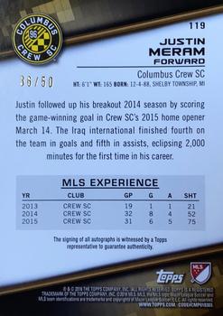 2016 Topps MLS - Base Autographs Green #119 Justin Meram Back