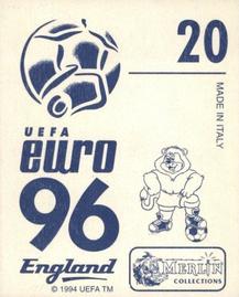 1996 Merlin's Euro 96 Stickers #20 Jamie Redknapp Back