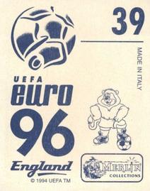 1996 Merlin's Euro 96 Stickers #39 Yvan Quentin Back