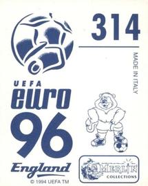 1996 Merlin's Euro 96 Stickers #314 Drazen Ladic Back