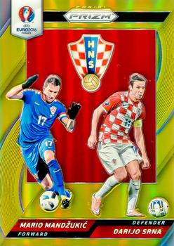 2016 Panini Prizm UEFA Euro - Country Combinations Duals Gold Prizms #48 Darijo Srna / Mario Mandzukic Front