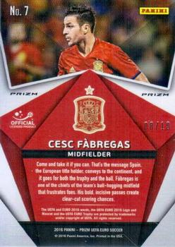 2016 Panini Prizm UEFA Euro - Stars of the Midfield Gold Prizms #7 Cesc Fabregas Back