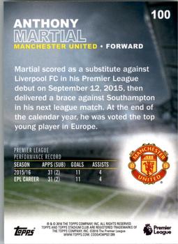 2016 Stadium Club Premier League #100 Anthony Martial Back