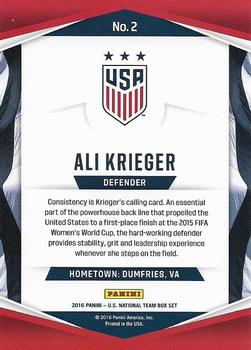 2016 Panini U.S. National Team #2 Ali Krieger Back