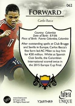 2016 Futera Unique World Football #62 Carlos Bacca Back