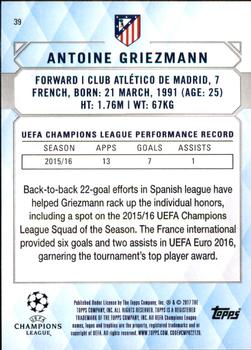 2017 Topps UEFA Champions League Showcase #39 Antoine Griezmann Back