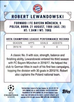 2017 Topps UEFA Champions League Showcase #62 Robert Lewandowski Back